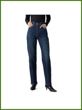 High Rise Straight Leg Full Length Jeans Slim Fit